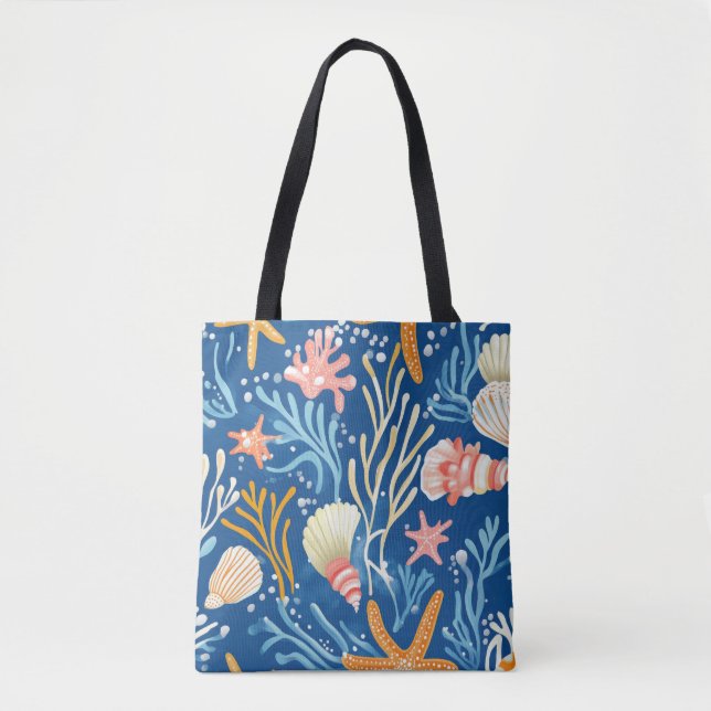 Rustic Coastal - Seashells, Starfish, Reef (26) Tote Bag (Front)