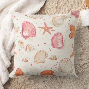 Rustic Coastal - Seashells, Starfish, Reef (28) Cushion