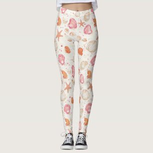 Rustic Coastal - Seashells, Starfish, Reef (28) Leggings