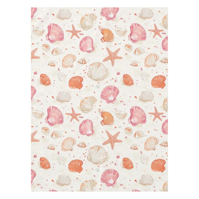 Rustic Coastal - Seashells, Starfish, Reef (28) Tablecloth (Front)
