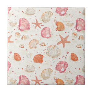 Rustic Coastal - Seashells, Starfish, Reef (28) Tile
