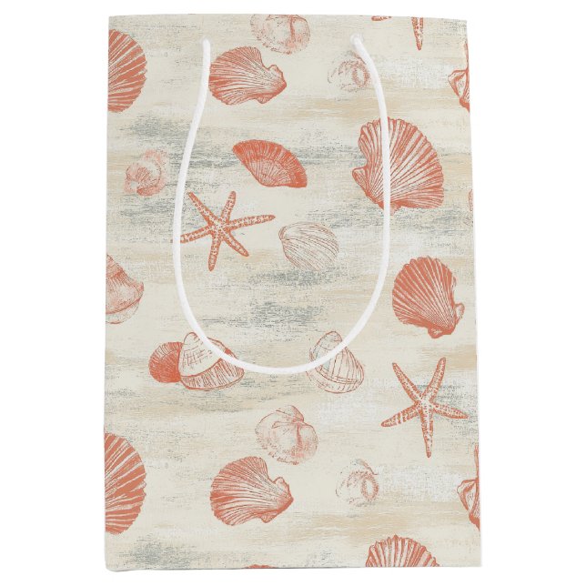 Rustic Coastal - Seashells, Starfish, Reef (29) Medium Gift Bag (Front)