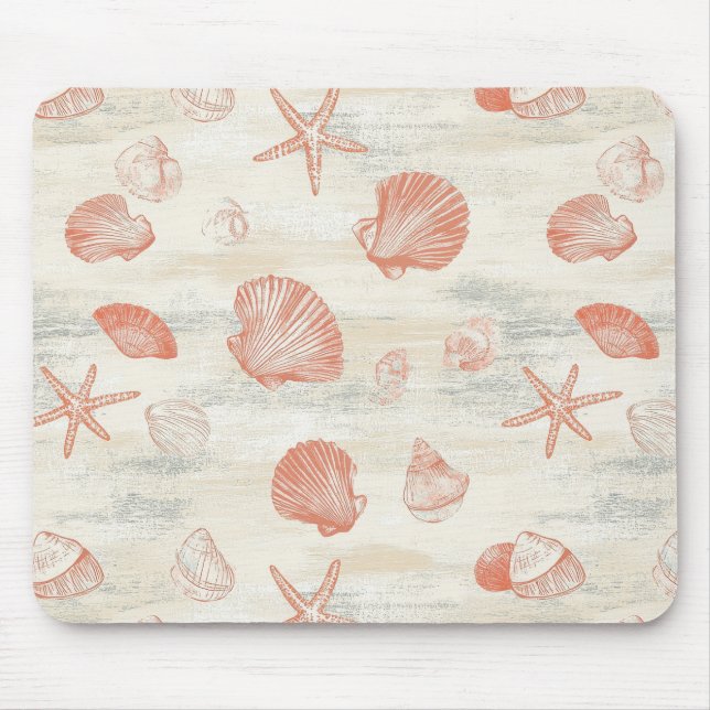 Rustic Coastal - Seashells, Starfish, Reef (29) Mouse Mat (Front)