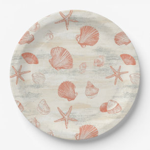 Rustic Coastal - Seashells, Starfish, Reef (29) Paper Plate