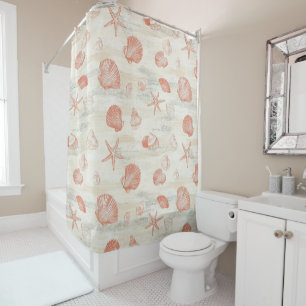 Rustic Coastal - Seashells, Starfish, Reef (29) Shower Curtain