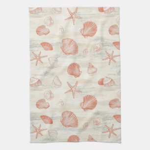 Rustic Coastal - Seashells, Starfish, Reef (29) Tea Towel