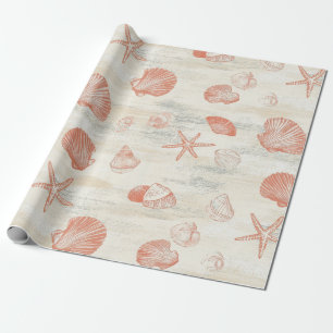 Rustic Coastal - Seashells, Starfish, Reef (29) Wrapping Paper