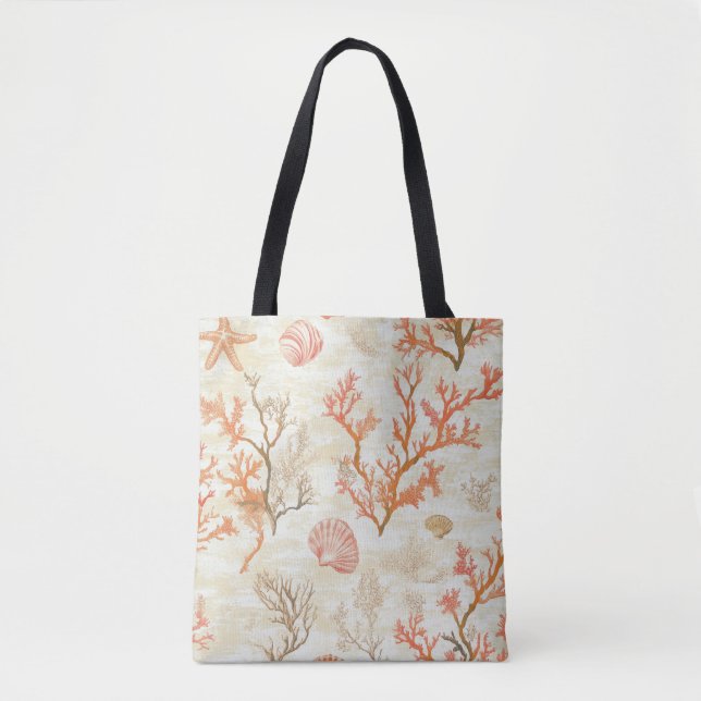 Rustic Coastal - Seashells, Starfish, Reef (2) Tote Bag (Front)