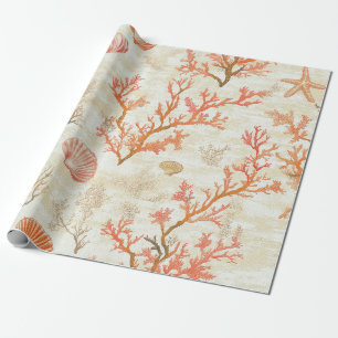 Rustic Coastal - Seashells, Starfish, Reef (2) Wrapping Paper