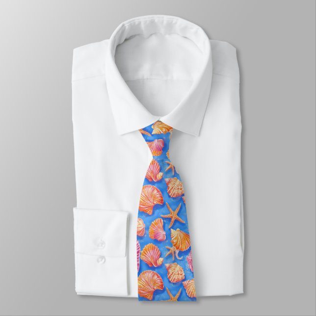 Rustic Coastal - Seashells, Starfish, Reef (30) Tie (Tied)