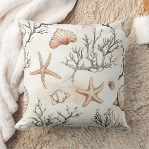 Rustic Coastal - Seashells, Starfish, Reef (31) Cushion