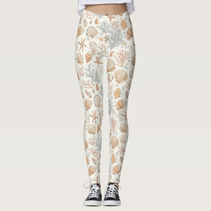 Rustic Coastal - Seashells, Starfish, Reef (32) Leggings