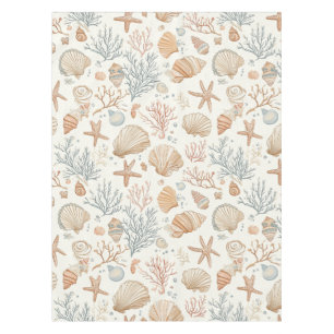 Rustic Coastal - Seashells, Starfish, Reef (32) Tablecloth