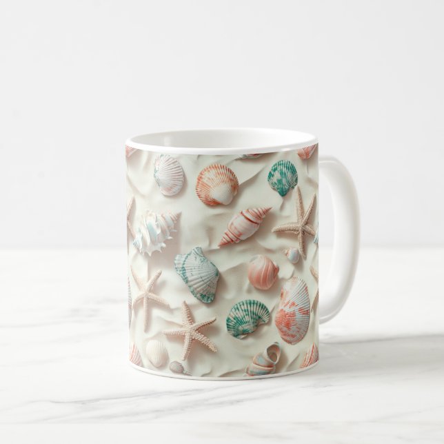 Rustic Coastal - Seashells, Starfish, Reef (33) Coffee Mug (Front Right)