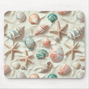 Rustic Coastal - Seashells, Starfish, Reef (33) Mouse Mat