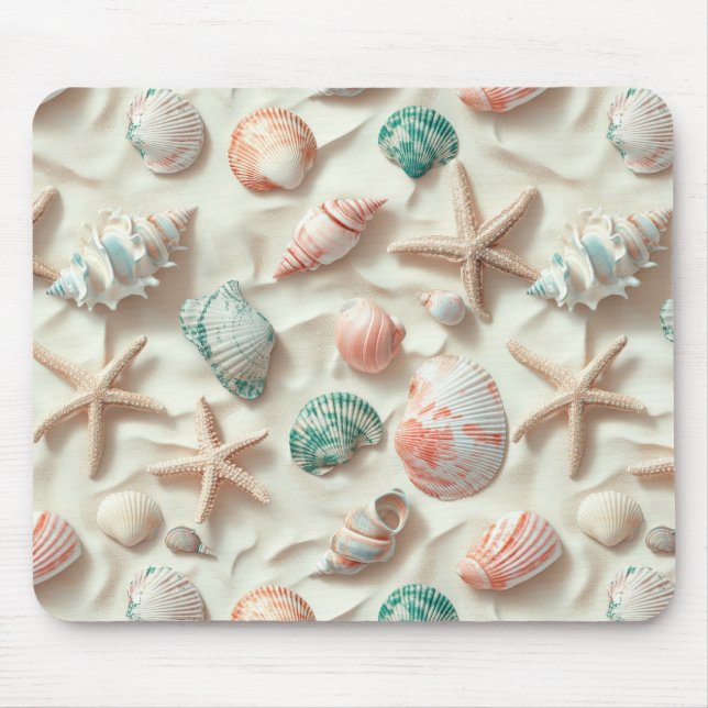 Rustic Coastal - Seashells, Starfish, Reef (33) Mouse Mat (Front)
