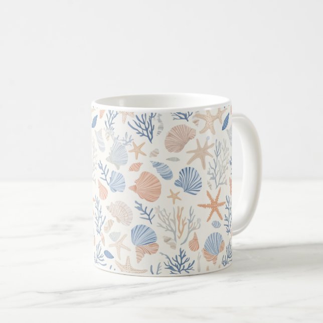 Rustic Coastal - Seashells, Starfish, Reef (34) Coffee Mug (Front Right)