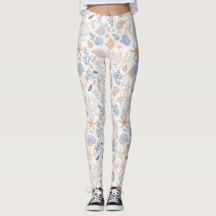 Rustic Coastal - Seashells, Starfish, Reef (34) Leggings