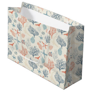 Rustic Coastal - Seashells, Starfish, Reef (35) Large Gift Bag