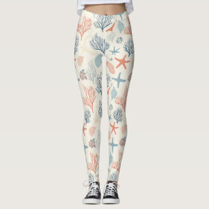 Rustic Coastal - Seashells, Starfish, Reef (35) Leggings