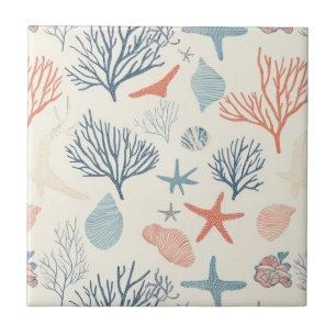 Rustic Coastal - Seashells, Starfish, Reef (35) Tile