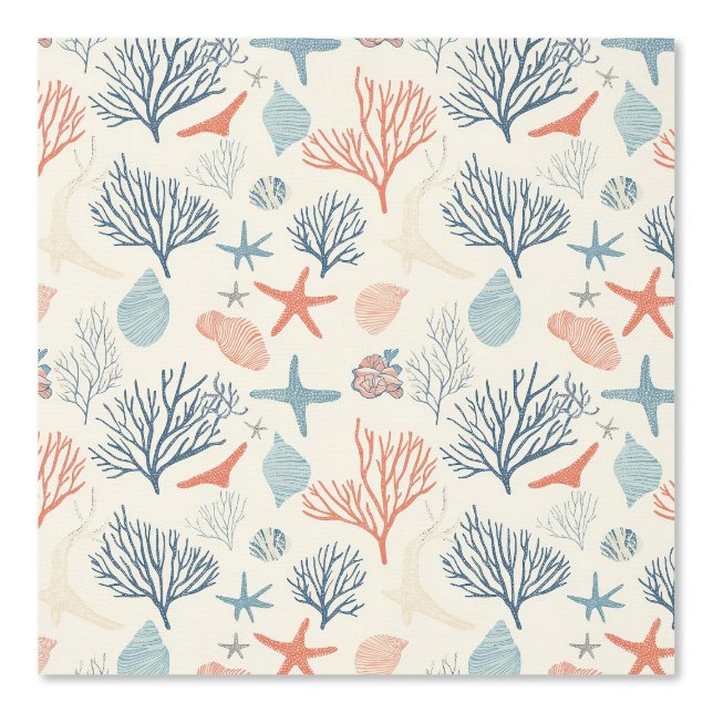 Rustic Coastal - Seashells, Starfish, Reef (35) Wallpaper (Front)