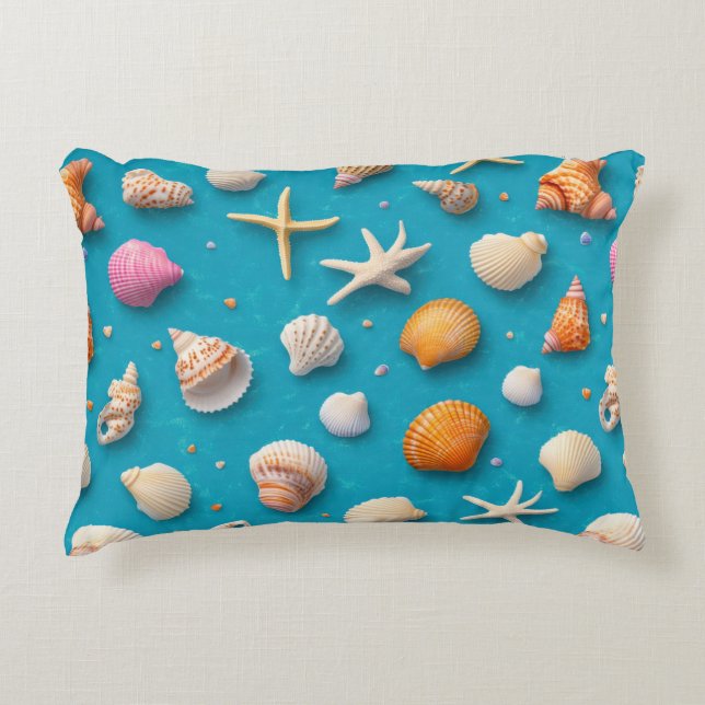 Rustic Coastal - Seashells, Starfish, Reef (3) Decorative Cushion (Front)