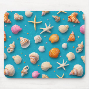 Rustic Coastal - Seashells, Starfish, Reef (3) Mouse Mat