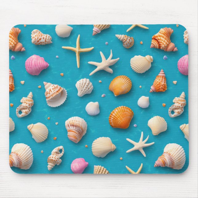 Rustic Coastal - Seashells, Starfish, Reef (3) Mouse Mat (Front)