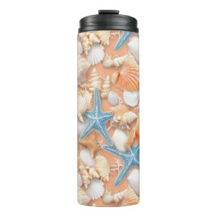 Rustic Coastal - Seashells, Starfish, Reef (4) Thermal Tumbler