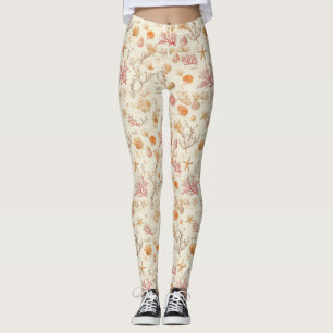 Rustic Coastal - Seashells, Starfish, Reef (5) Leggings