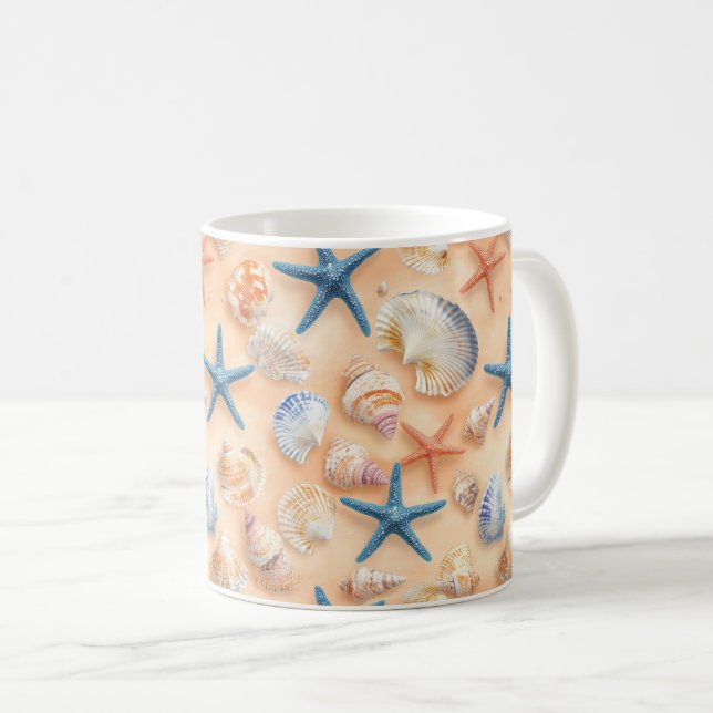 Rustic Coastal - Seashells, Starfish, Reef (6) Coffee Mug (Front Right)