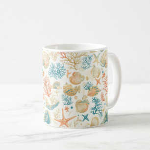 Rustic Coastal - Seashells, Starfish, Reef (9) Coffee Mug