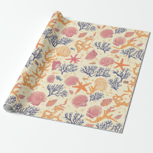 Rustic Coastal - Seashells, Starfish, Reef Wrapping Paper