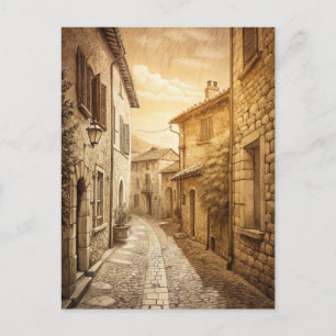 Rustic Cobblestone Streets European Village  Postcard