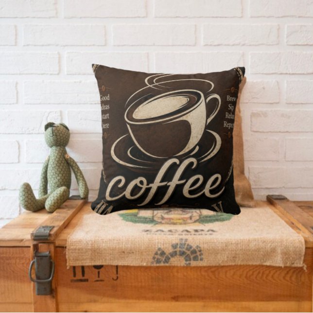 Rustic Coffee Bar Decor Gift Cushion (Creator Uploaded)