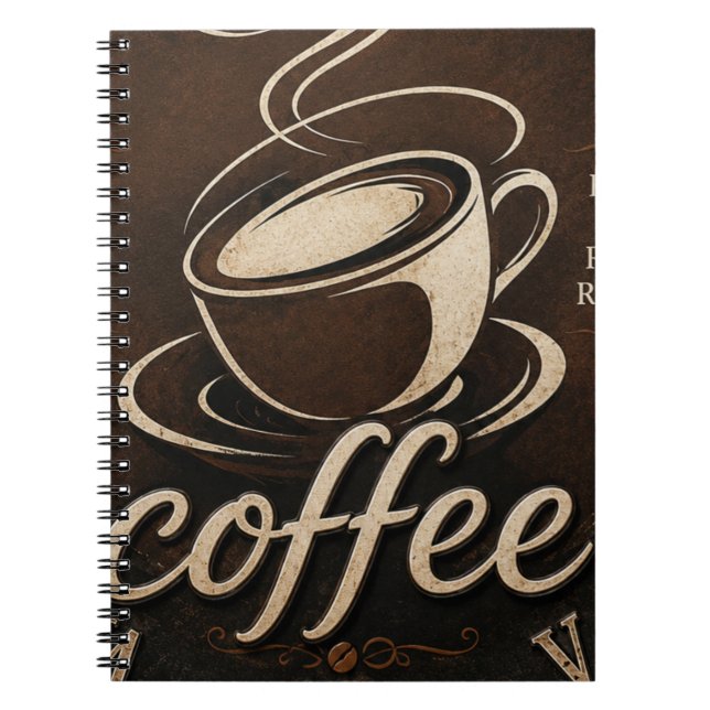 Rustic Coffee Bar Decor Gift Notebook (Front)