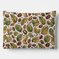 Rustic Coffee Bean & Leaf Pattern Print Cut Sew Ba