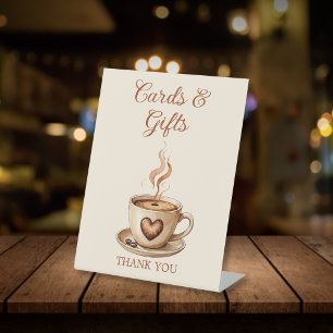 Rustic Coffee Birdal Shower Cards and Gifts Pedestal Sign