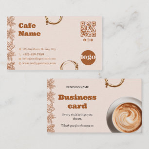 Rustic Coffee Cafe QR Code Business Card