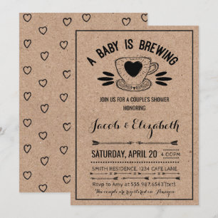 Rustic Coffee Couples Baby Shower Baby Brewing Invitation