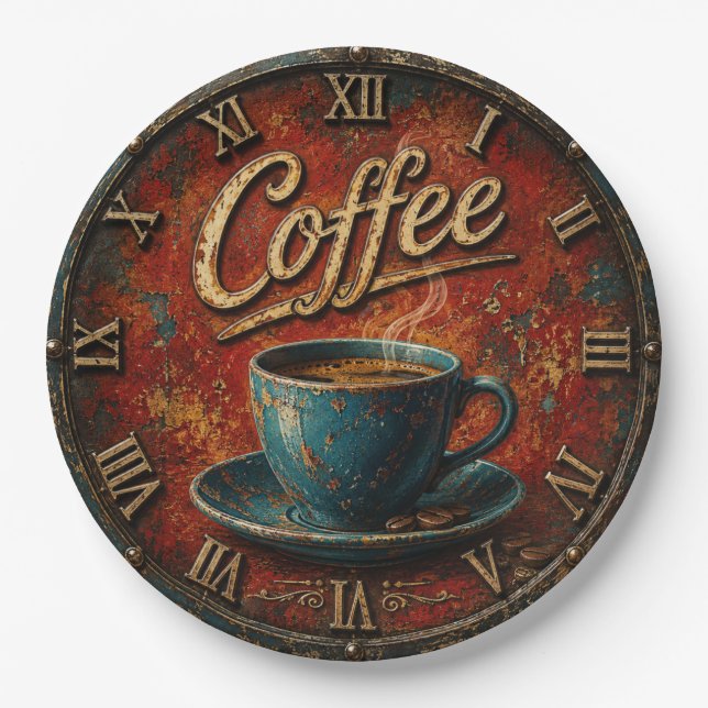 Rustic Coffee Paper Plate (Front)