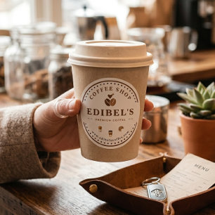 Rustic Coffee Shop Custom Logo Business Branding Classic Round Sticker