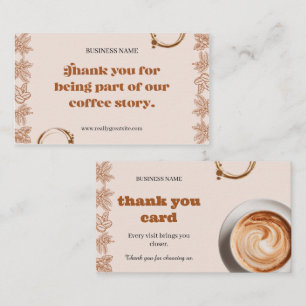 Rustic Coffee Shop Thank You Business Card