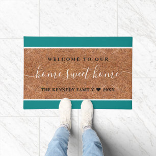Rustic Coir Family Name Welcome Home Sweet Home Doormat