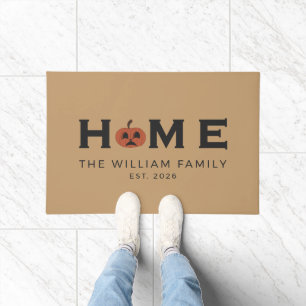 Rustic Coir Pumpkin HOME Custom Family Last Name Doormat