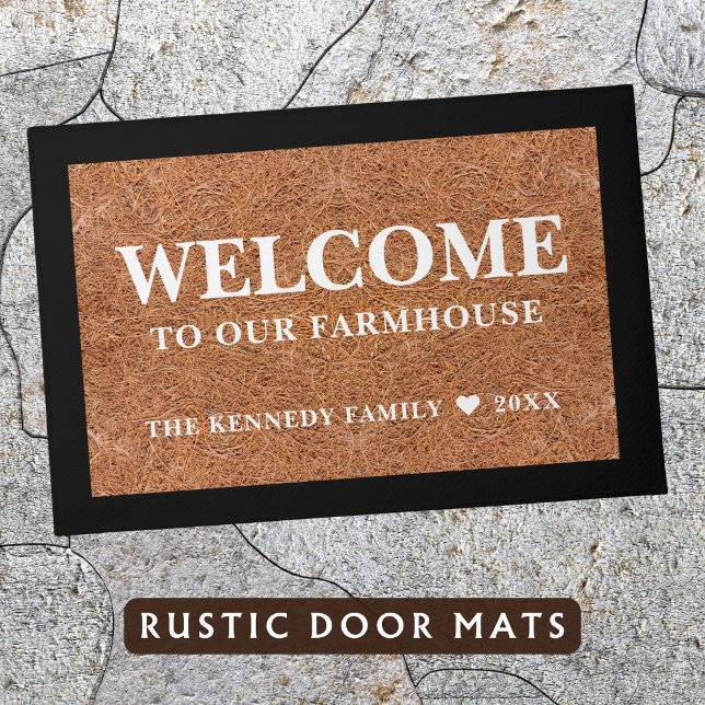 Rustic Coir Welcome To Our Farmhouse Family Name   Doormat (Creator Uploaded)