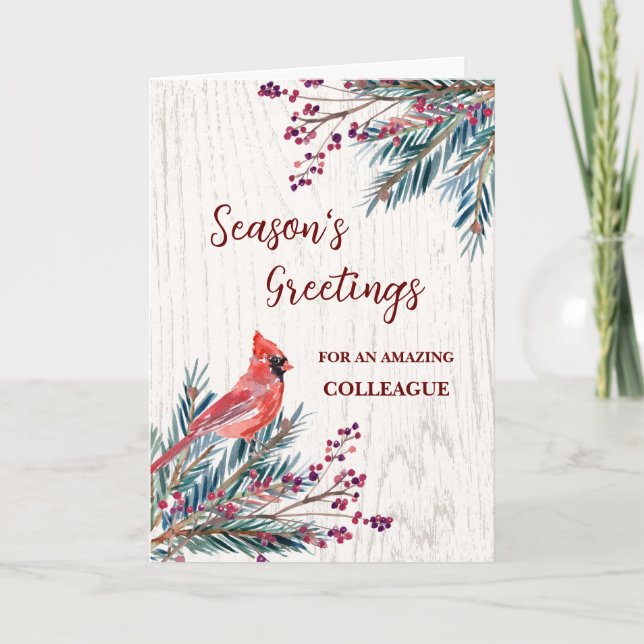 Rustic Colleague Christmas Holiday Card (Front)
