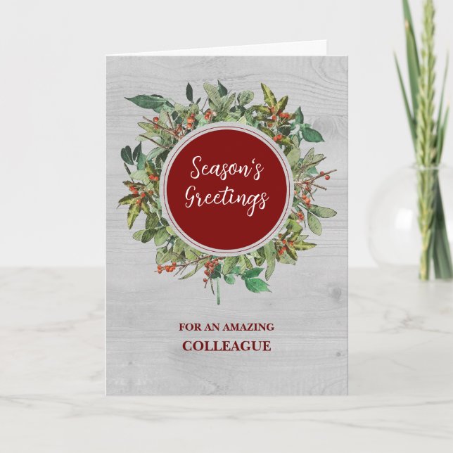 Rustic Colleague Christmas Holiday Card (Front)