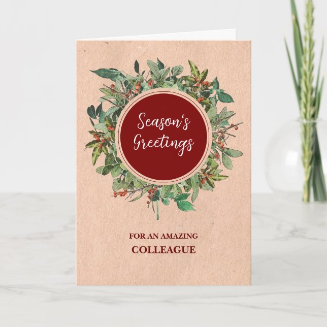Rustic Colleague Christmas Holiday Card (Front)